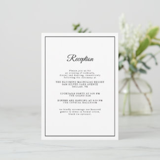Simple Elegant script Classic Wedding Reception Enclosure Card