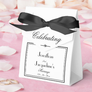  Simple Elegant Script Classic White Wedding Favour Box