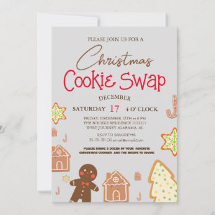 Simple Elegant Script Cookie swap Christmas Party  Invitation