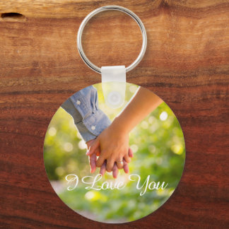 Simple Elegant Script Couple Photo Key Ring