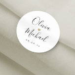 Simple elegant script couple's names wedding classic round sticker<br><div class="desc">Modern minimalist script couple's names and event date,  simple and elegant. great personalised favour stickers.</div>