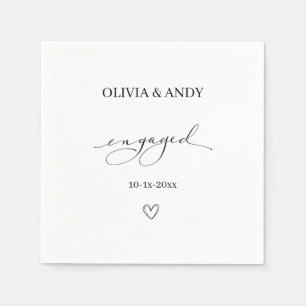 simple elegant script Engagement wedding favour Napkin