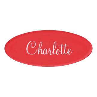 Simple Elegant Script First Name Red Business  Name Tag