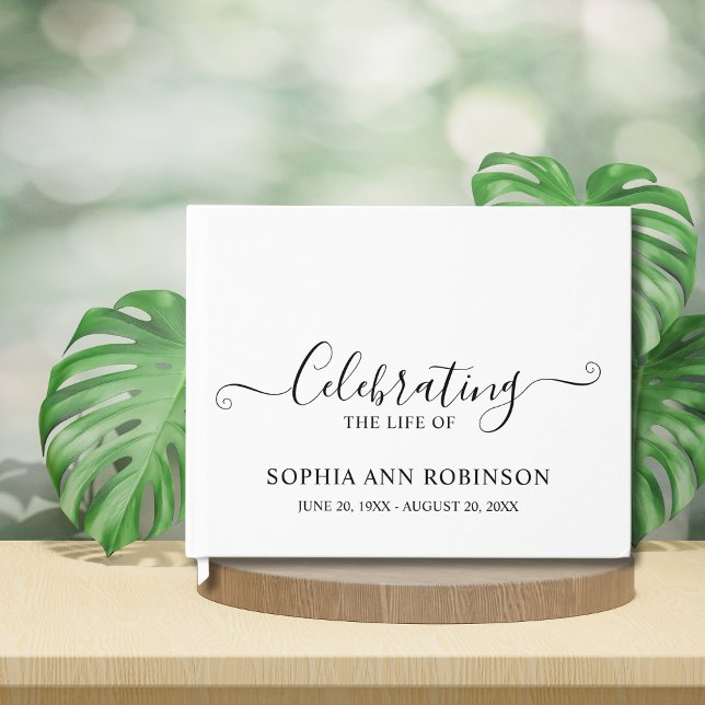 Simple Elegant Script Funeral Memorial Keepsake Guest Book (Creator Uploaded)