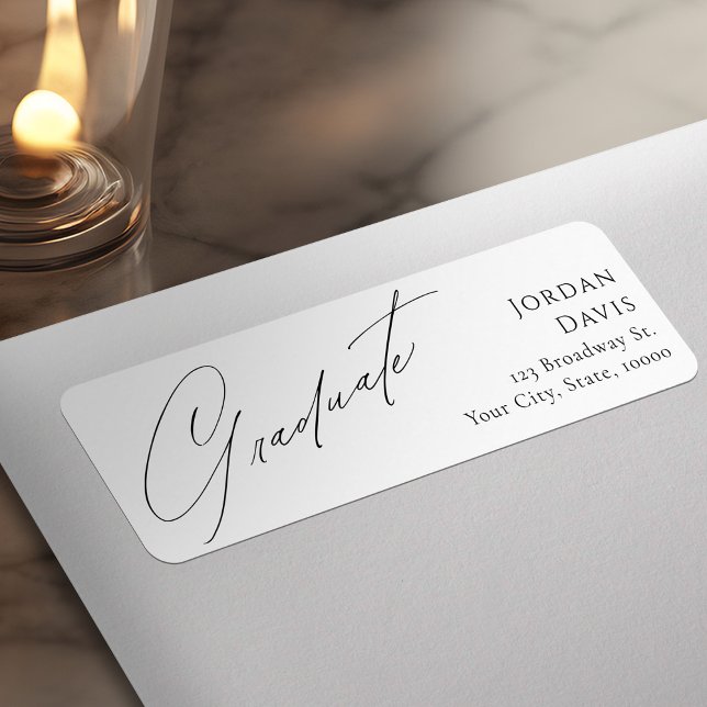 Simple Elegant Script Graduation Return Address (Simple Elegant Script Graduation Return Address Label)