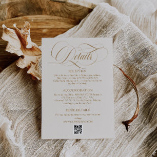 Simple Elegant Script Ivory Wedding Details Enclosure Card