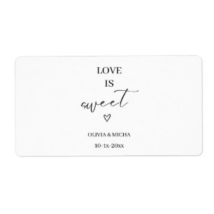 simple elegant script Love is sweet wedding favour