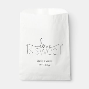 simple elegant script Love is sweet wedding favour Bags