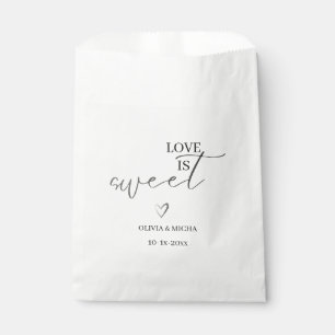 simple elegant script Love is sweet wedding favour Bags