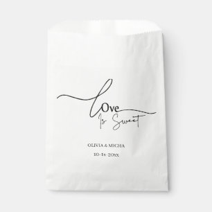 simple elegant script Love is sweet wedding favour Favour Bags