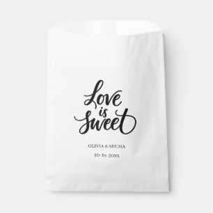 simple elegant script Love is sweet wedding favour Favour Bags