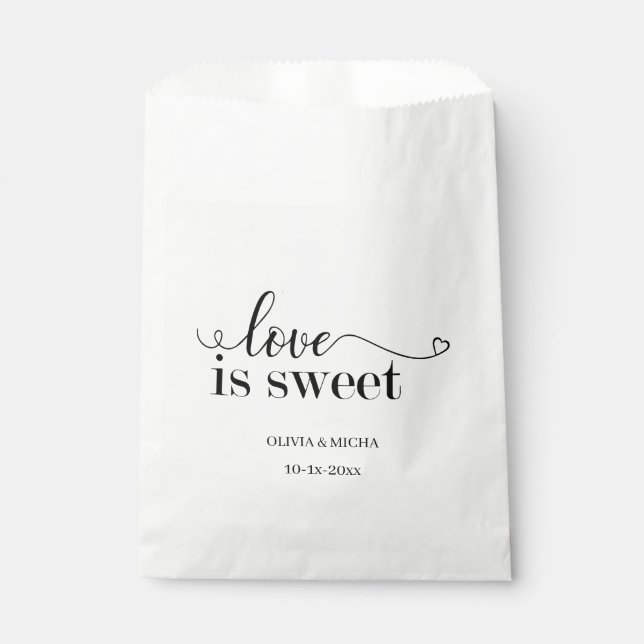 simple elegant script Love is sweet wedding favour Favour Bags (Front)