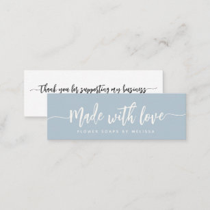 Simple Elegant Script Made with Love Small  Mini Business Card