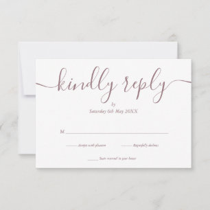 Simple Elegant Script Mauve RSVP Card
