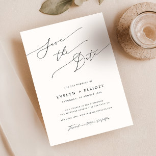 Simple Elegant Script Modern Wedding Save The Date
