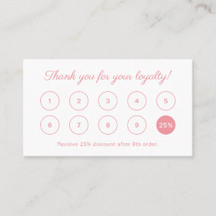 Simple Elegant Script Monogram Logo Peach Pink  Loyalty Card