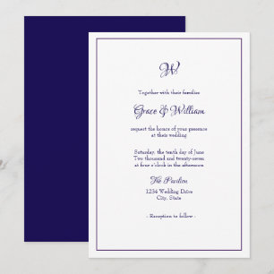 Simple Elegant Script Monogram Wedding Invitation