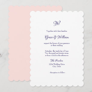 Simple Elegant Script Monogram Wedding Invitation