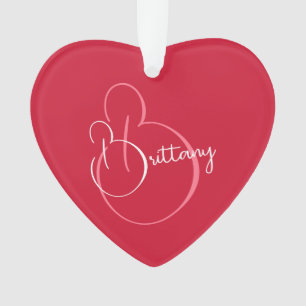Simple Elegant Script Personalised Red Valentine Ornament