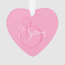 Simple Elegant Script Personalised Soft Pink Heart