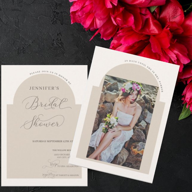 Simple Elegant Script | Photo Bridal Shower  Invitation (Creator Uploaded)