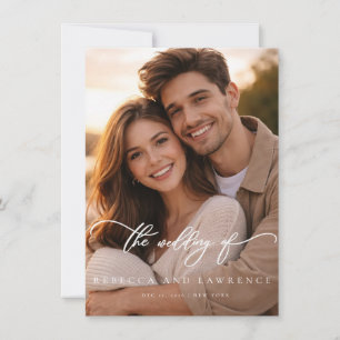 Simple Elegant Script Photo Budget Wedding Invitat Invitation
