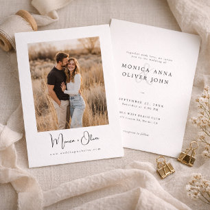 Simple Elegant Script Photo Budget Wedding Invitation