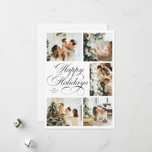 Simple Elegant Script Photo Collage Christmas Holiday Card