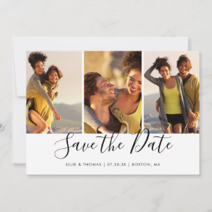 Simple Elegant Script Photo Collage Save The Date