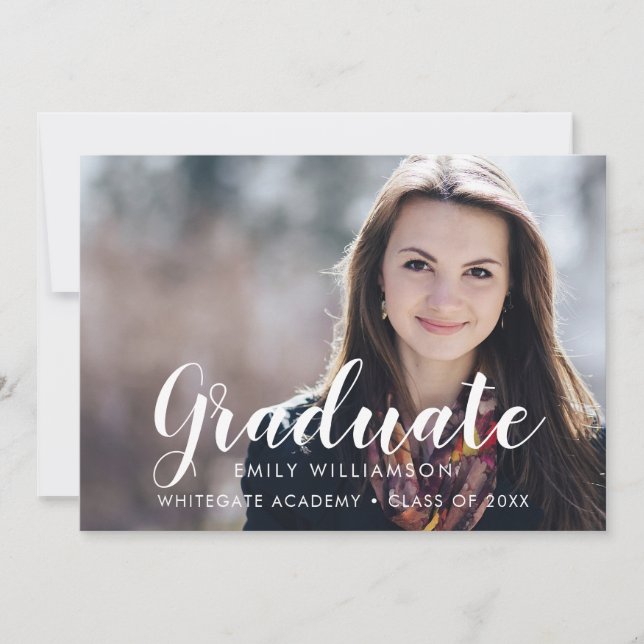 Simple Elegant Script Photo Graduation Party  Invitation (Front)