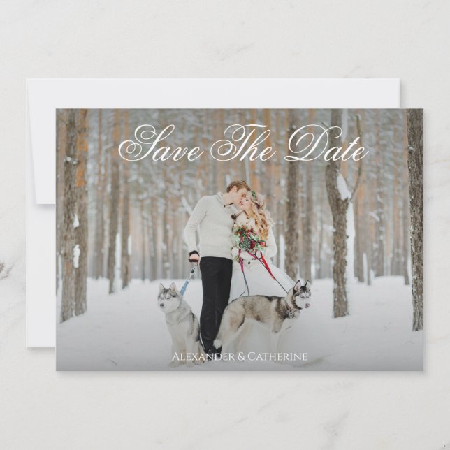 Simple Elegant Script Photo Save The Date Invitation (Front)