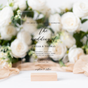 Simple Elegant Script Photo Wedding Acrylic Invitations