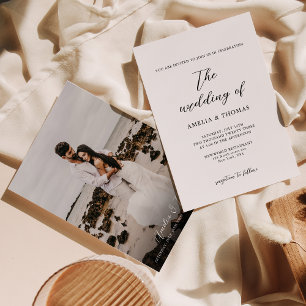 Simple Elegant Script Photo Wedding Invitation