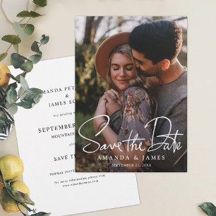 Simple Elegant Script Photo Wedding Save The Date