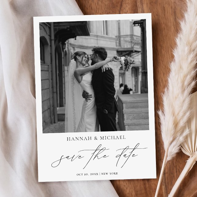 Simple Elegant Script Photo Wedding Save the Date (Creator Uploaded)
