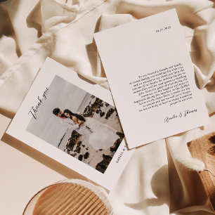 Simple Elegant Script Photo Wedding  Thank You Card