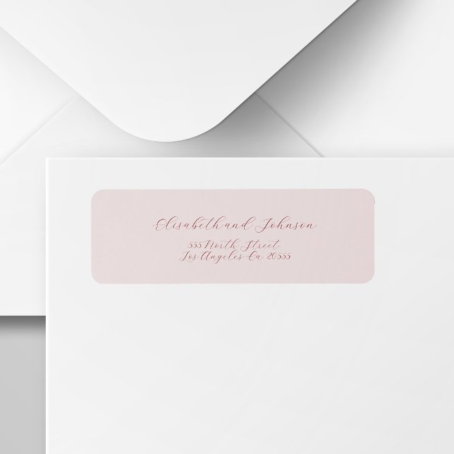 Simple elegant script pink wedding return address (Creator Uploaded)
