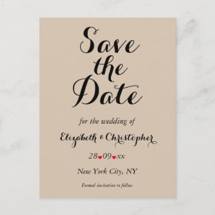 Simple Elegant Script Rustic Wedding Save the Date Postcard