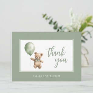 Simple Elegant Script Sage Green Baby Boy Thank You Card