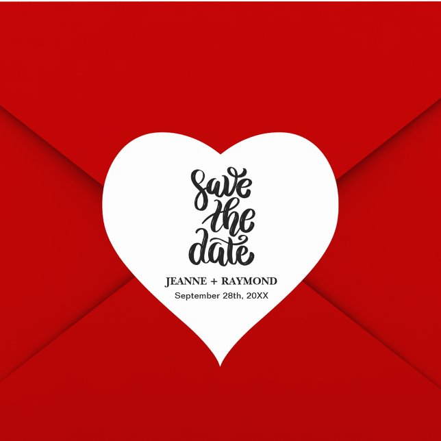 Simple Elegant Script Save The Date Boho Wedding Heart Sticker (Creator Uploaded)