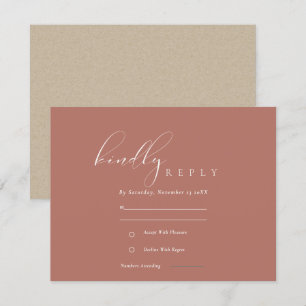 Simple Elegant Script Terracotta Wedding RSVP Enclosure Card