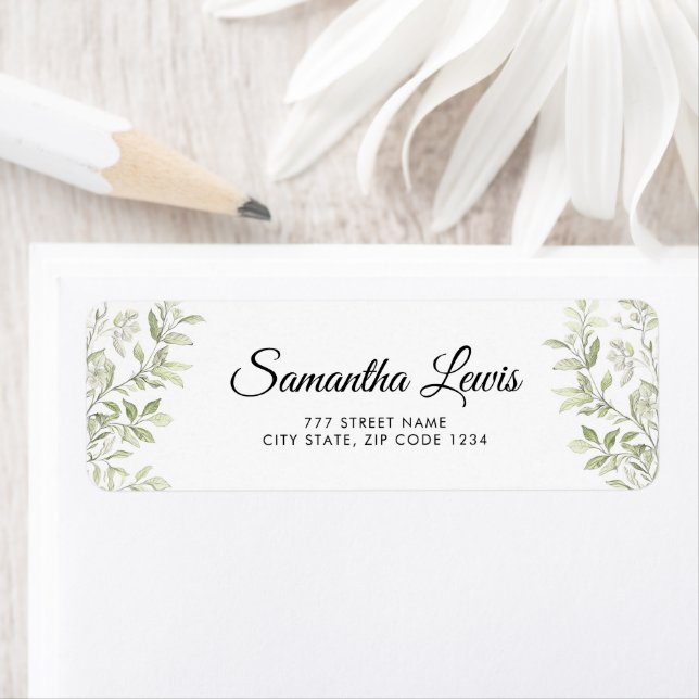 Simple Elegant Script Vintage Leaves Address (Insitu)