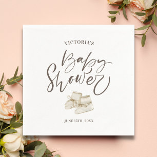 Simple Elegant Script Watercolor Baby Shower Napkin