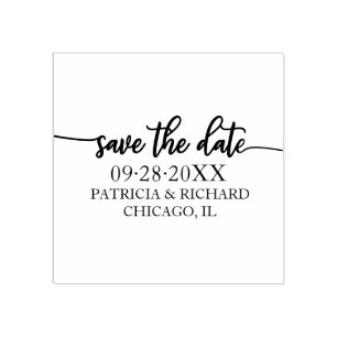 Simple Elegant Script Wedding Budget Save The Date Rubber Stamp