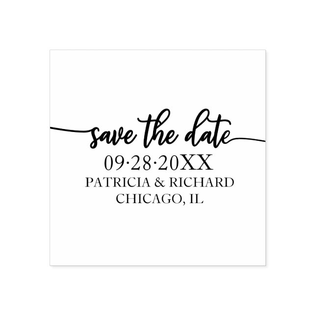 Simple Elegant Script Wedding Budget Save The Date Rubber Stamp (Imprint)