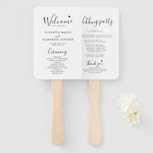Simple Elegant Script Wedding Ceremony Program Hand Fan