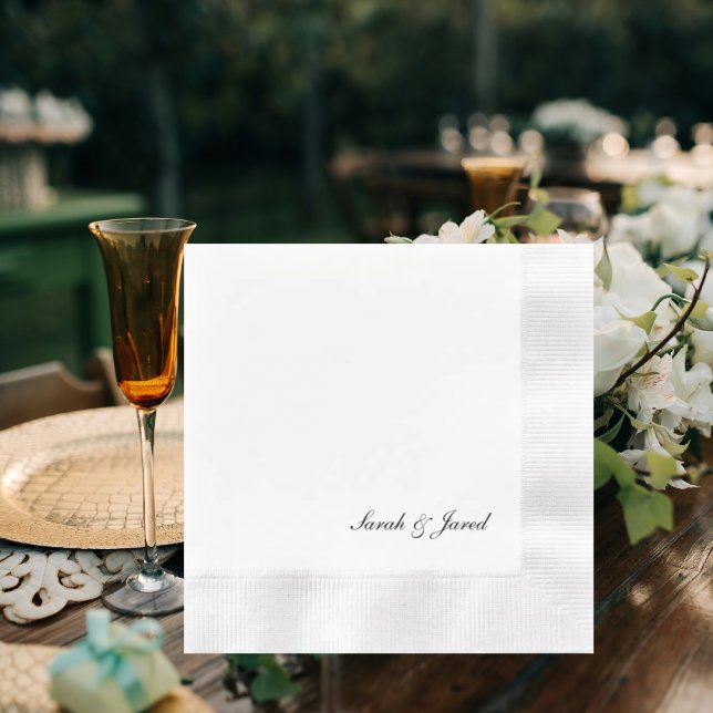 Simple Elegant Script Wedding Coined Cocktail Napkin (Creator Uploaded)