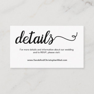 Simple Elegant Script Wedding Details Website Enclosure Card