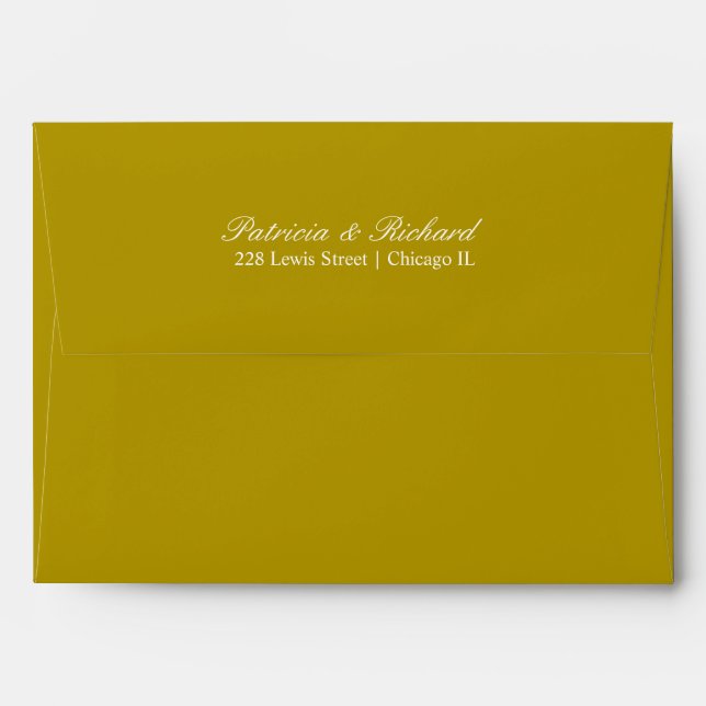 Simple Elegant Script Wedding Gold Envelope (Back (Top Flap))
