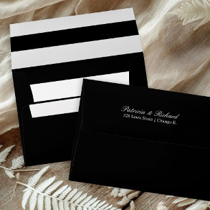 Simple Elegant Script Wedding Invitation Black Envelope
